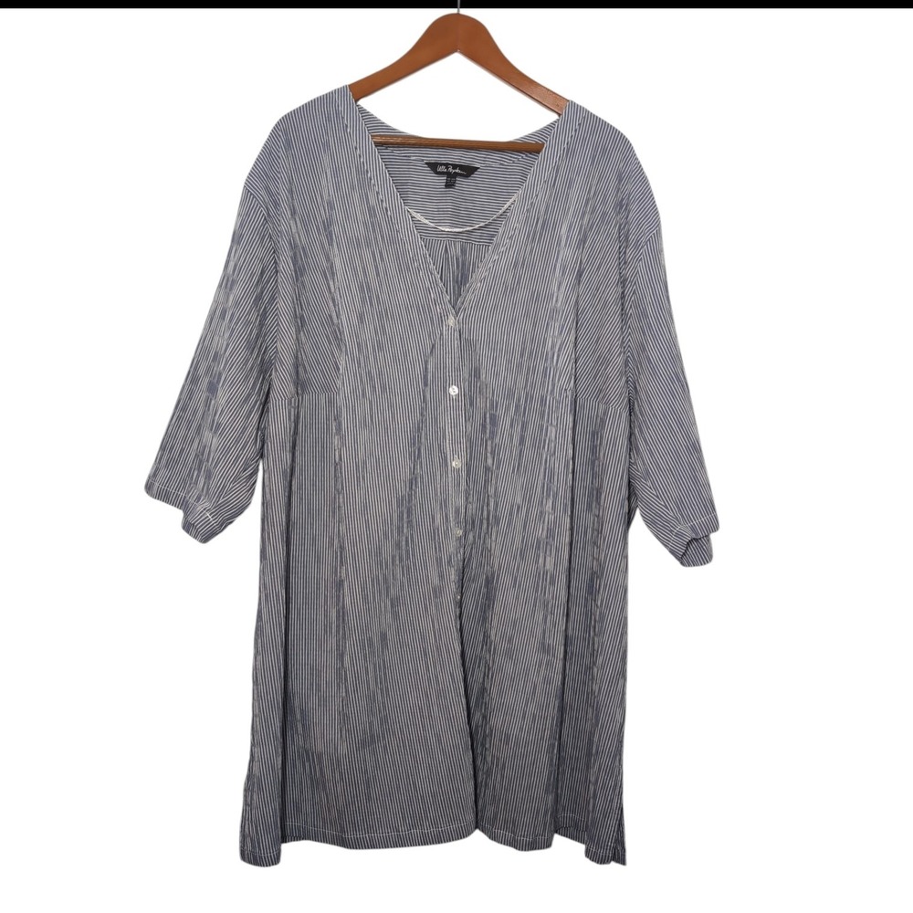 Ulla Popken Striped Tunic Women 28/30 Coastal Preppy Cotton Blend